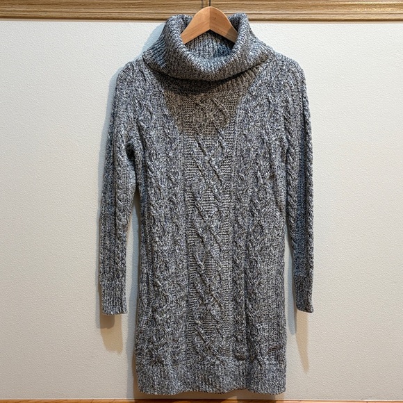LOFT Dresses & Skirts - LOFT Gray Cable Knit Cowl Neck Sweater Dress